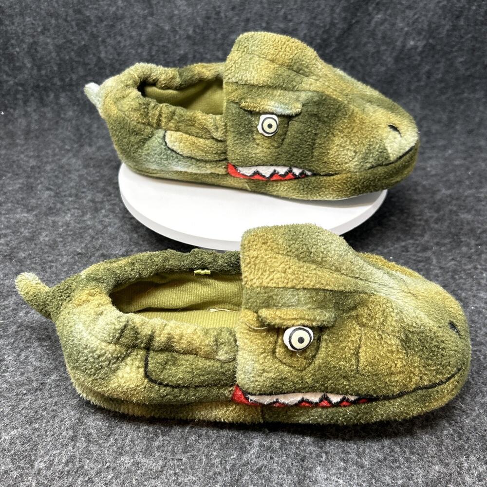 Stride Rite Dinosaur Slippers Boys Size 4 Toddler cute Dino House Shoes Green